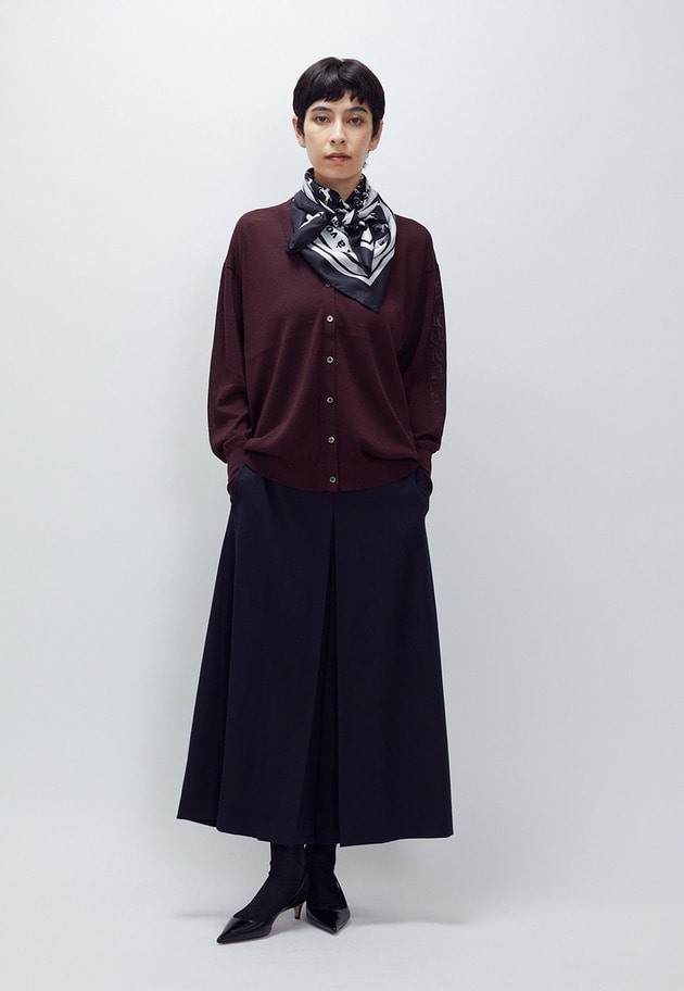 ウールサテンキュロットパンツ 詳細画像 Navy 3