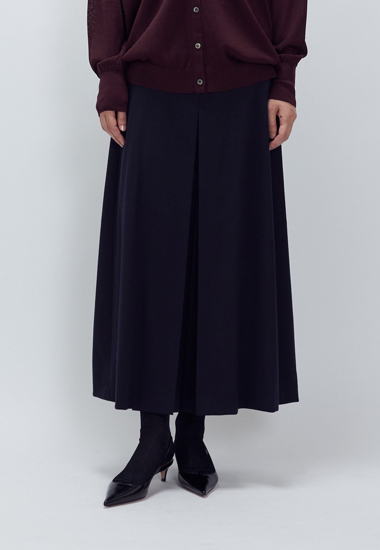 ランフランセダンタン  ウールワイドパンツ ブラック　キュロット ランフランセダンタン ウールワイドパンツ ブラック キュロット