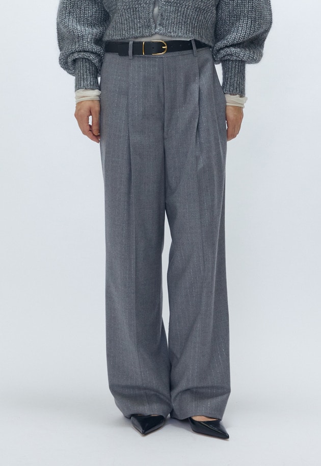 ラメストライプテーパードパンツ 詳細画像 Light gray 1