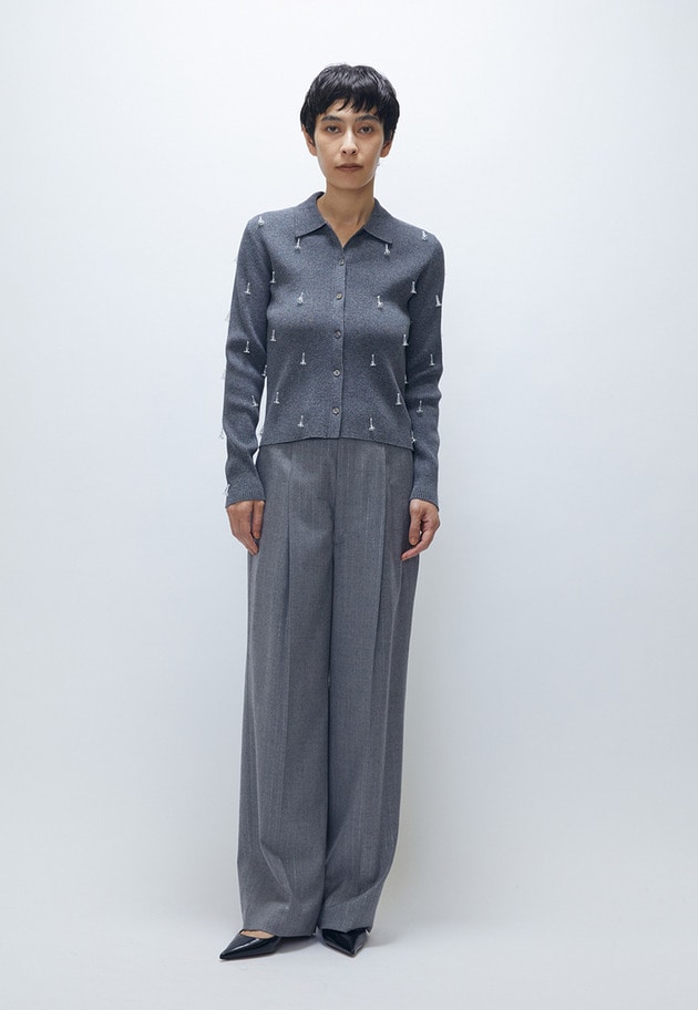 ラメストライプテーパードパンツ 詳細画像 Light gray 10