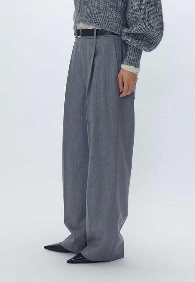 ラメストライプテーパードパンツ 詳細画像 Light gray 3