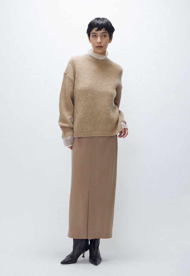 ウールスムースタイトスカート 詳細画像 Beige 2