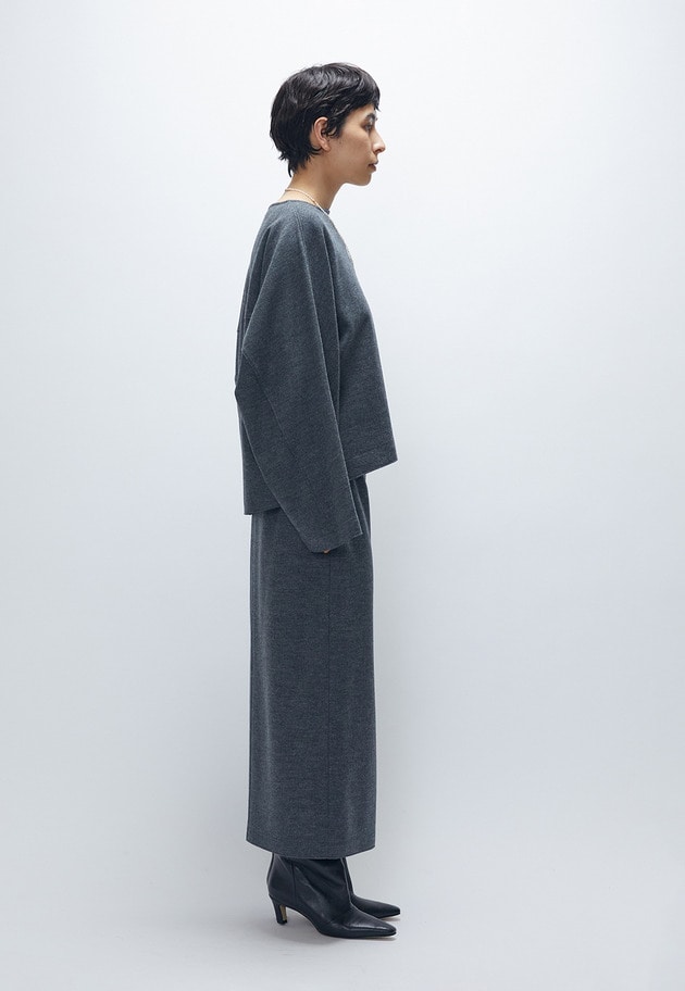 ウールスムースタイトスカート 詳細画像 Gray 4