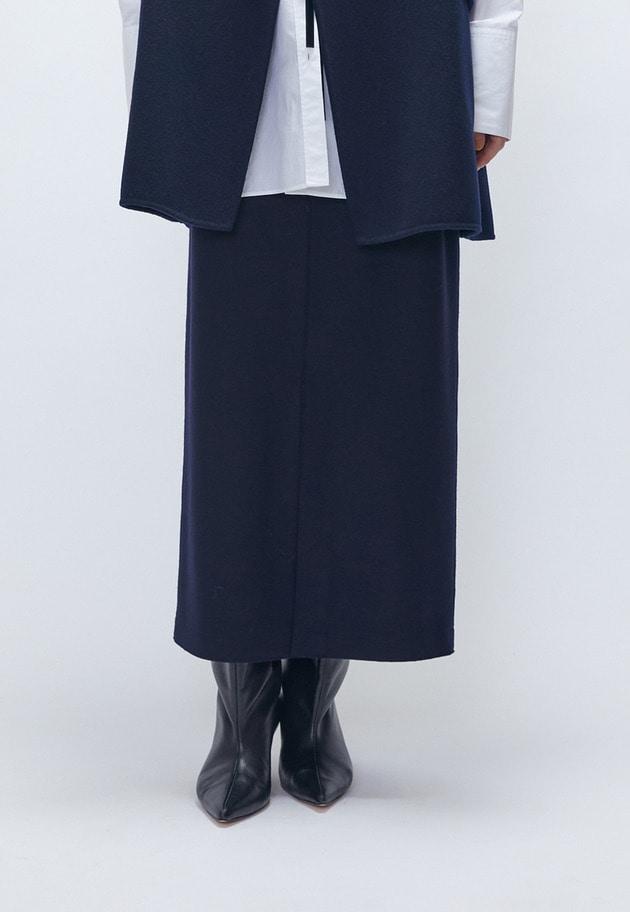 ウールスムースタイトスカート 詳細画像 Navy 2