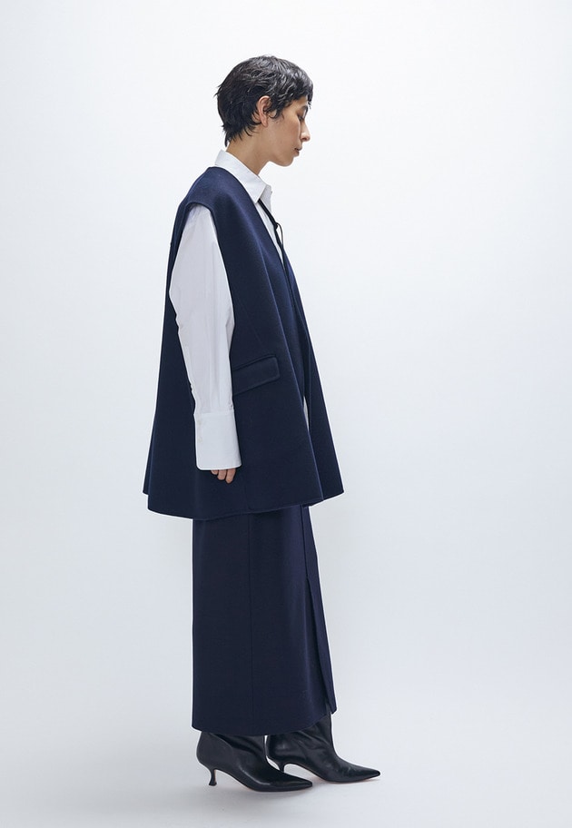 ウールスムースタイトスカート 詳細画像 Navy 4