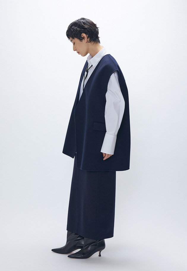 ウールスムースタイトスカート 詳細画像 Navy 5