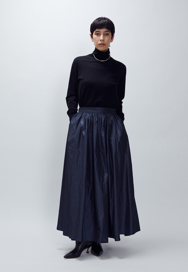 １er arrondissement 麻　スカート　濃紺　新品タグつき 予約】タフタスカート】｜1er Arrondissement（プルミエ アロン