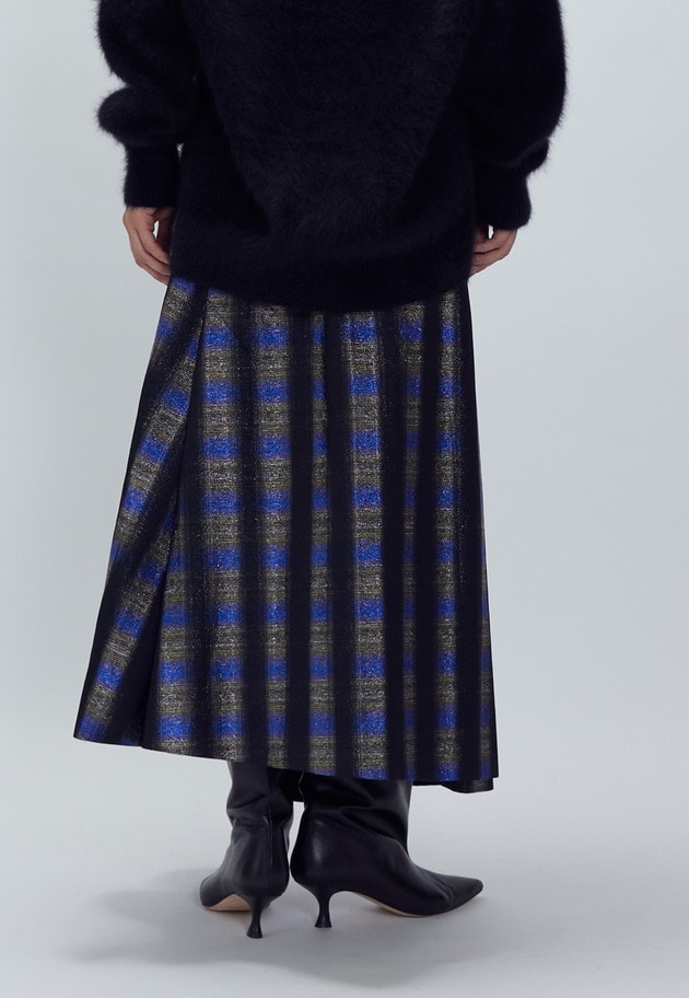 オンブレーチェックアシメフレアースカート 詳細画像 Blue 2