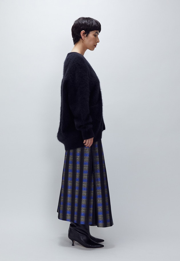 オンブレーチェックアシメフレアースカート 詳細画像 Blue 4