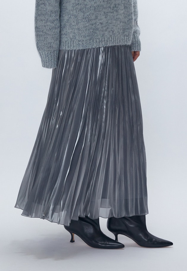 ブライトシャンブレープリーツスカート 詳細画像 Silver 2