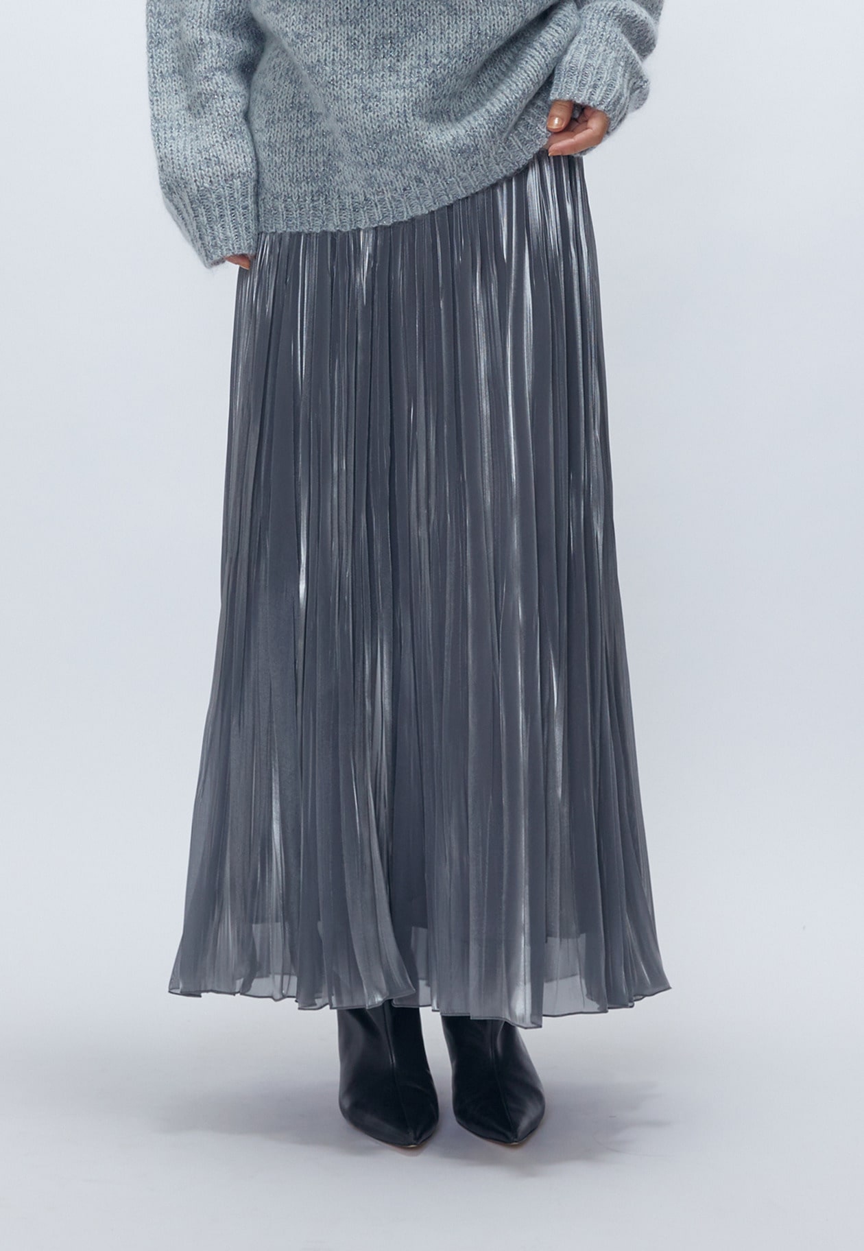 プルメリア ブライトシャンブレープリーツスカート】｜1er Arrondissement