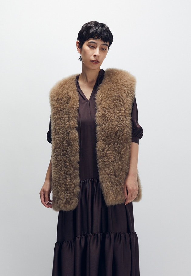 投稿ラスト　アクアガール　カシミアファーベスト　毛皮　グレー　M Amazon | [アクアガレージ] ボリュームフェイクファーベスト