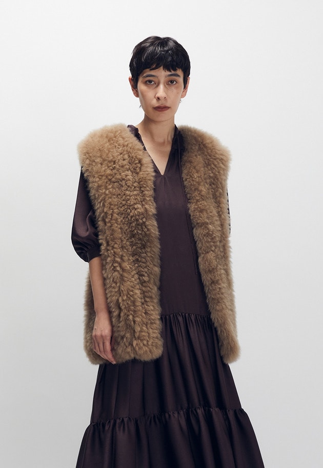 カシミアファーベスト 詳細画像 Brown 2