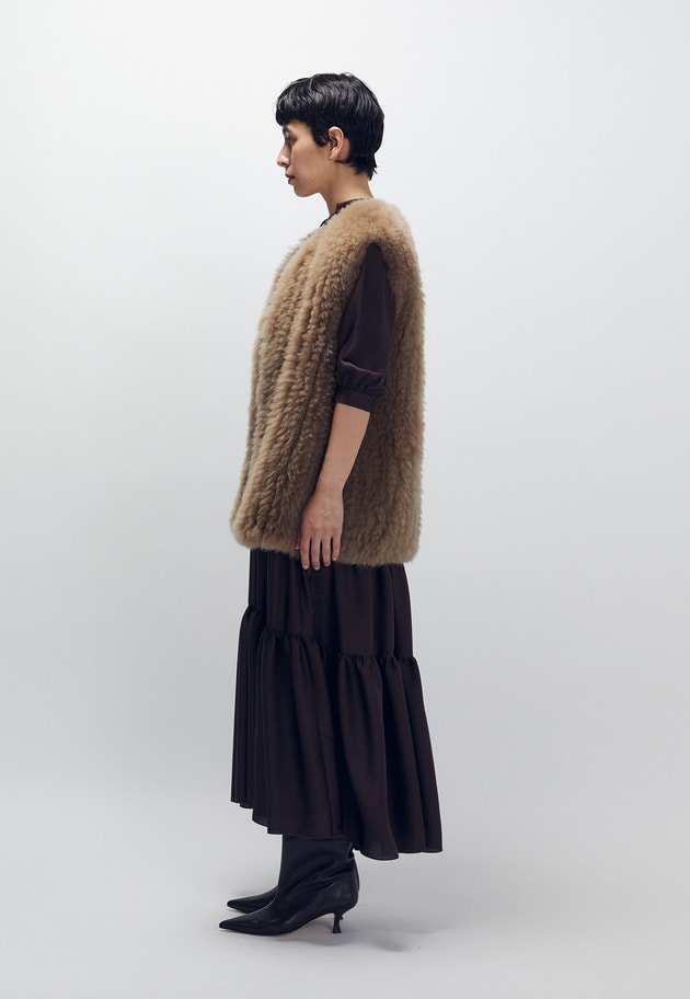 カシミアファーベスト 詳細画像 Brown 5