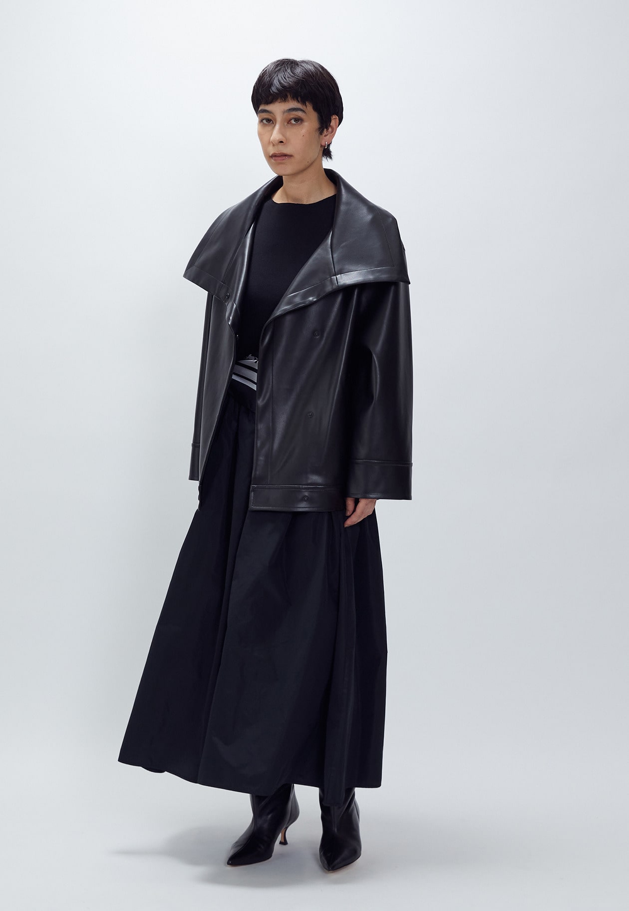 激レア/美品【ヒズミ】歪hizumi 酸素ブルゾン ジップ ジャケット黒×カーキ ラムベジタブル/ラムネイキッドレザースタンドジップブルゾン