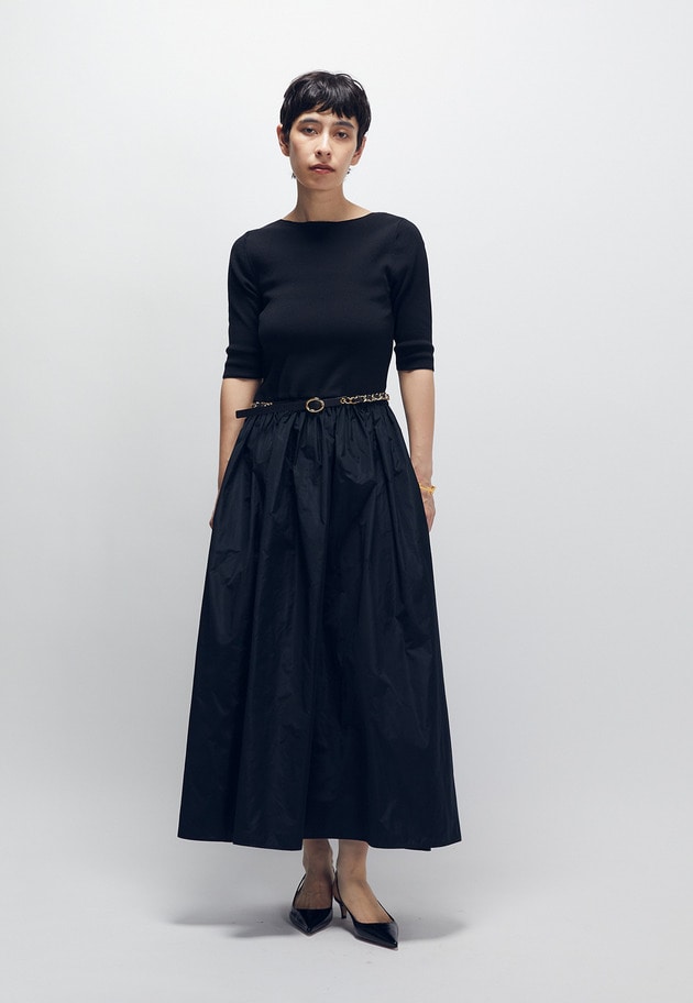 クールウール×タフタドッキングワンピース 詳細画像 Black 5