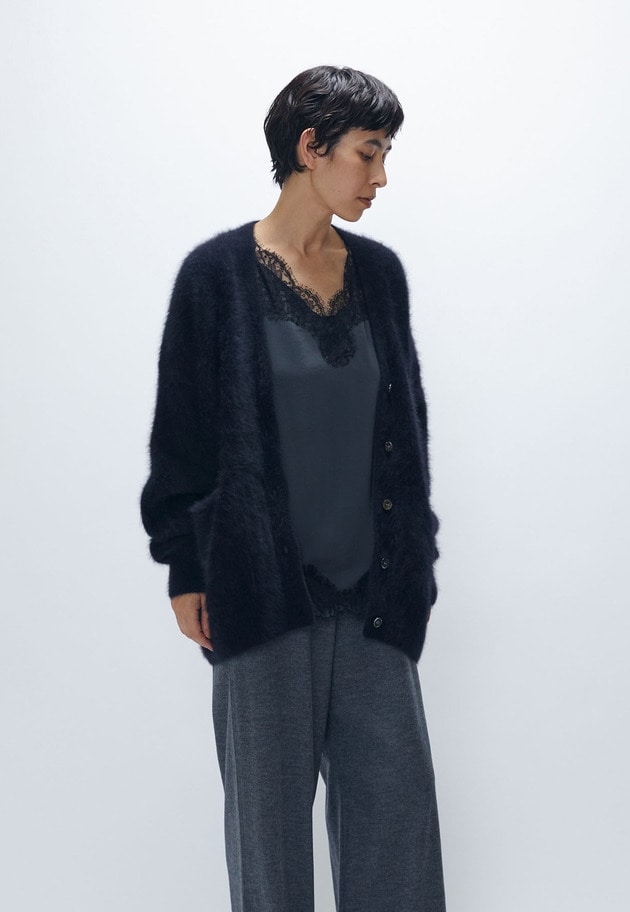 【リニューアル】FOXカシミアカーディガン 詳細画像 Black 2