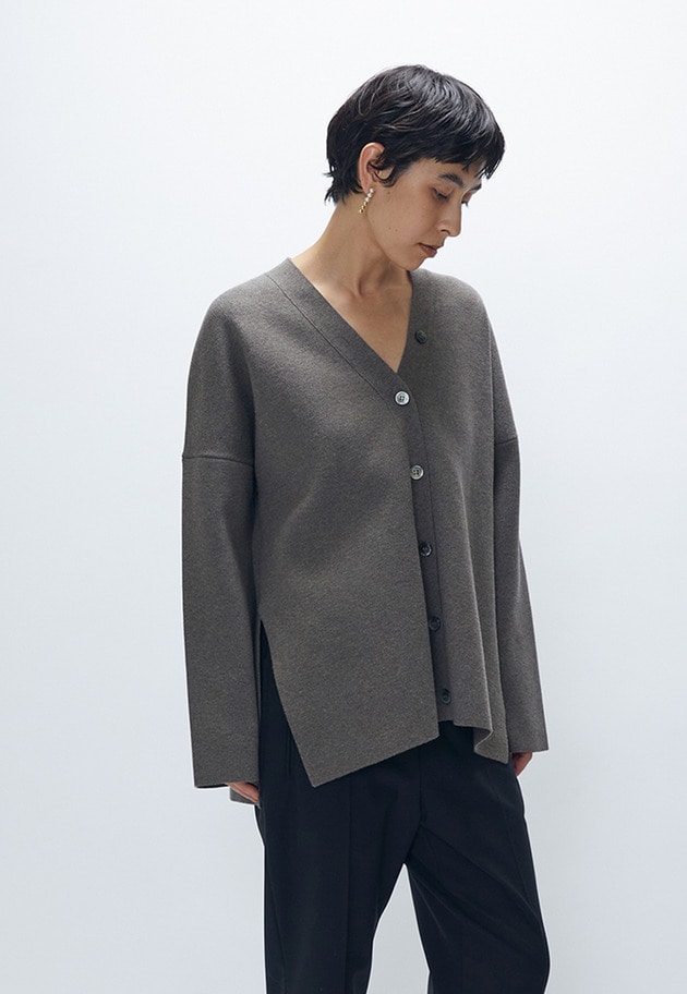 ウールコットンスムースニットカーディガン 詳細画像 Mocha 2