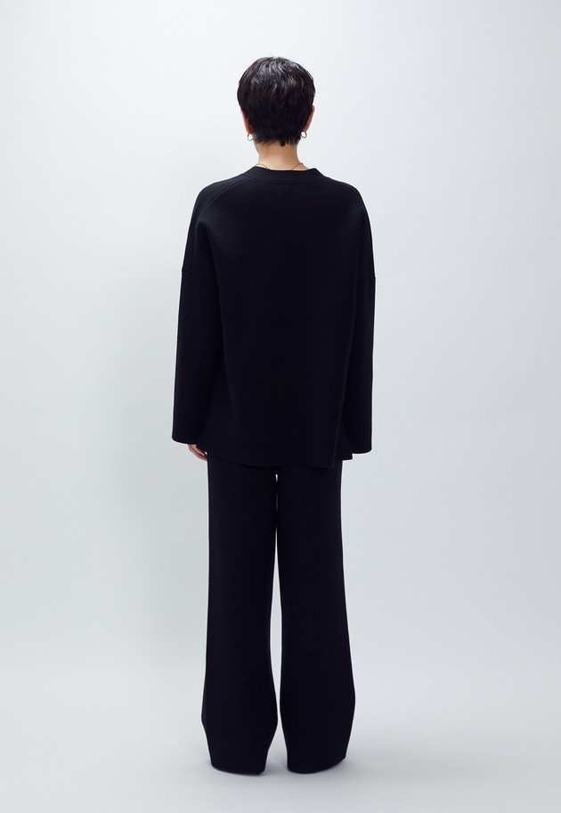 ウールコットンスムースニットカーディガン 詳細画像 Black 5