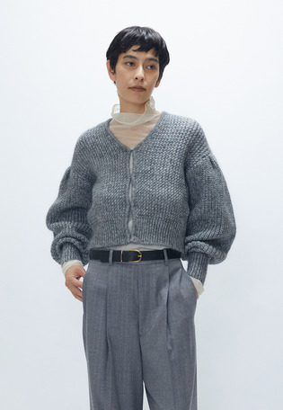 ラメモヘアリリヤーンボレロカーディガン