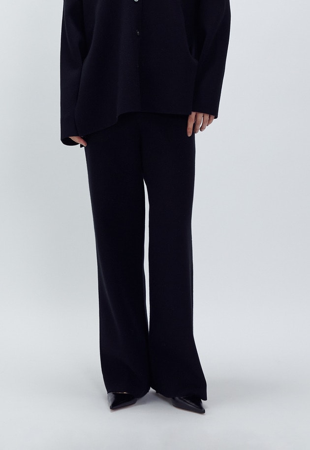 ウールコットンスムースニットパンツ 詳細画像 Black 1