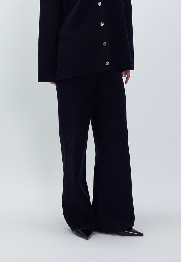 ウールコットンスムースニットパンツ 詳細画像 Black 2