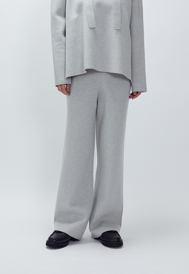 ウールコットンスムースニットパンツ 詳細画像 Light gray 2
