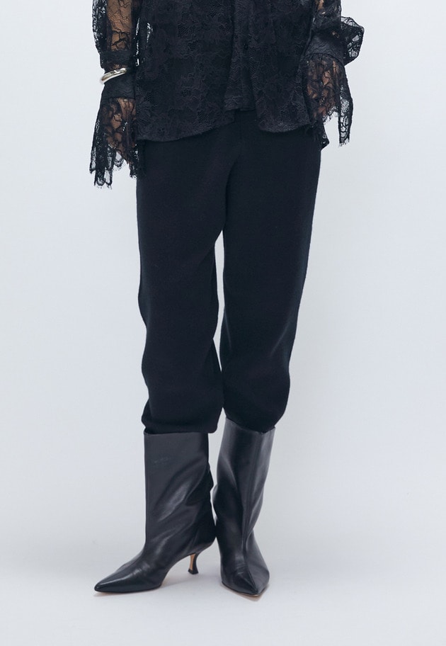 ウールカシミアダブルフェイスリブパンツ 詳細画像 Black 1