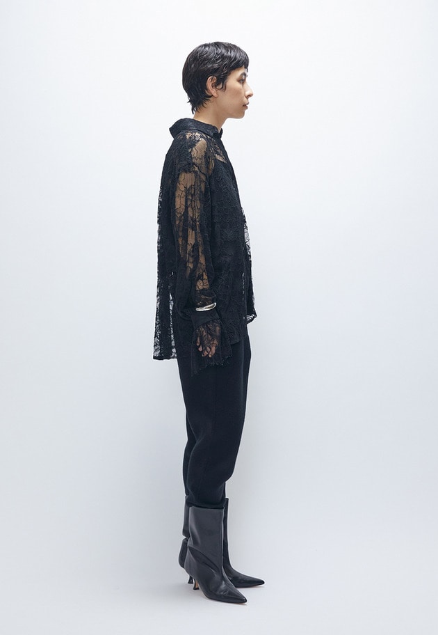 ウールカシミアダブルフェイスリブパンツ 詳細画像 Black 4