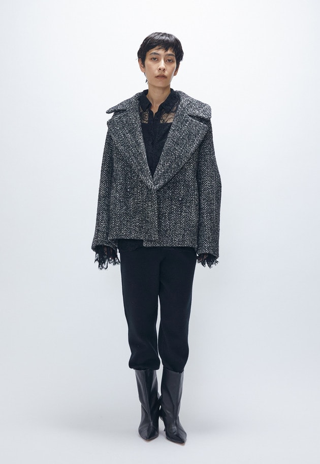 ウールカシミアダブルフェイスリブパンツ 詳細画像 Black 6