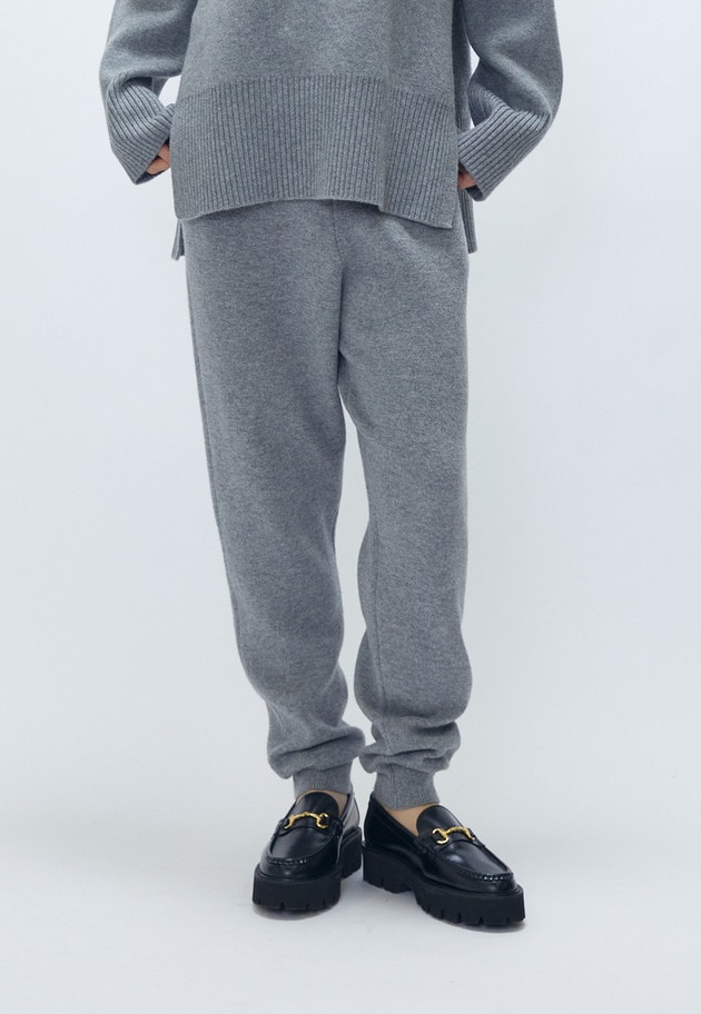 ウールカシミアダブルフェイスリブパンツ 詳細画像 Light gray 1