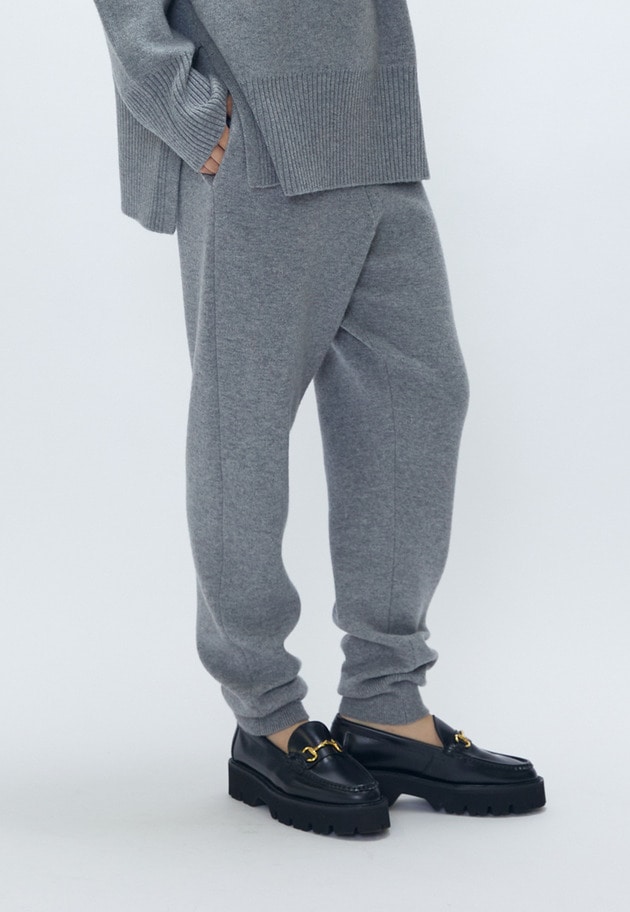 ウールカシミアダブルフェイスリブパンツ 詳細画像 Light gray 2