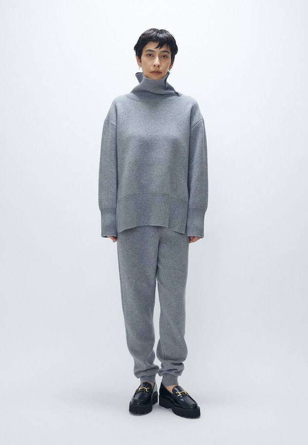 ウールカシミアダブルフェイスリブパンツ 詳細画像 Light gray 3