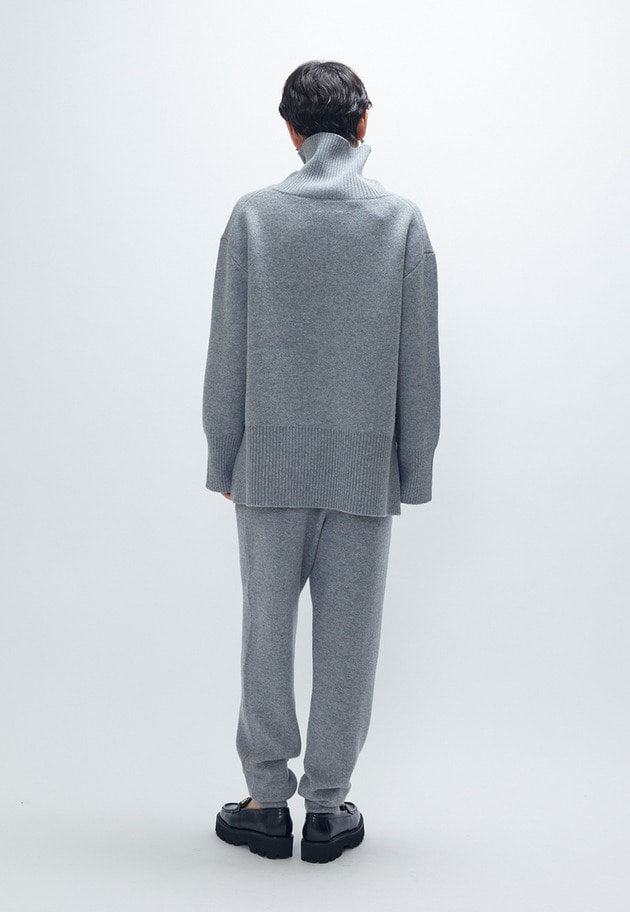 ウールカシミアダブルフェイスリブパンツ 詳細画像 Light gray 4