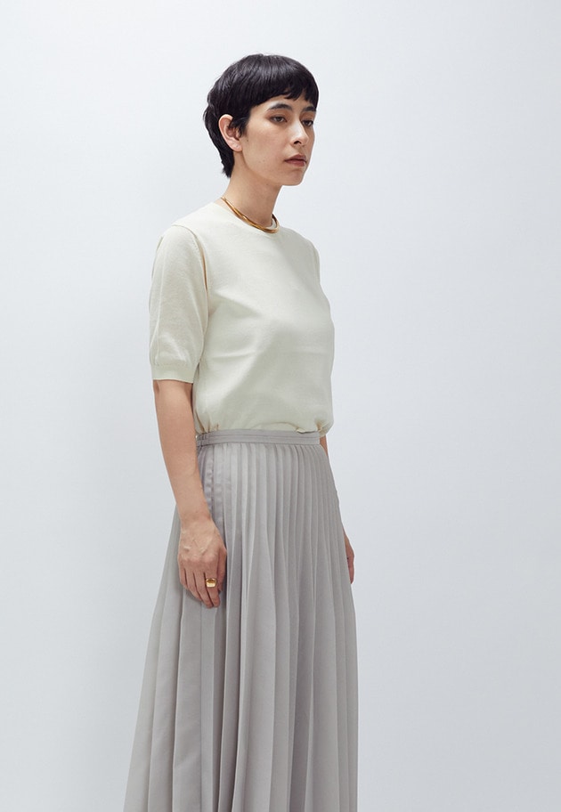 アセテートウールショートスリーブニット 詳細画像 Cream 2