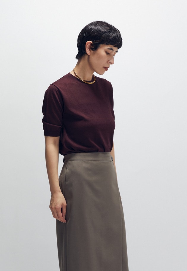アセテートウールショートスリーブニット 詳細画像 Bordeaux 2