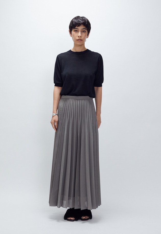 アセテートウールショートスリーブニット 詳細画像 Black 2