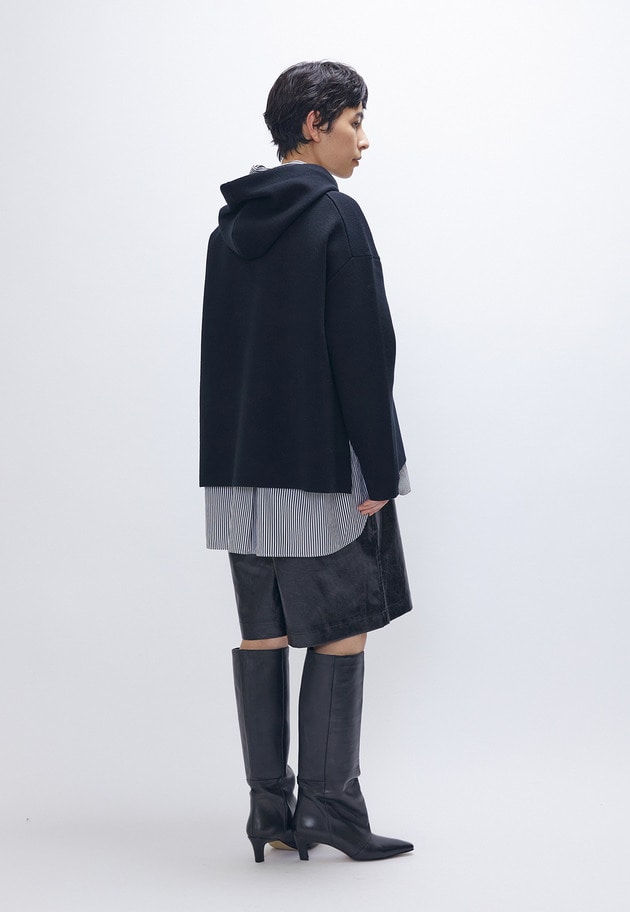 ウールコットンスムースニットフーディー 詳細画像 Black 4