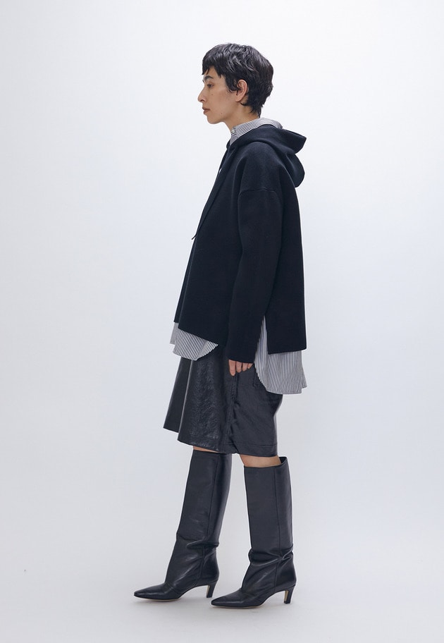 ウールコットンスムースニットフーディー 詳細画像 Black 5