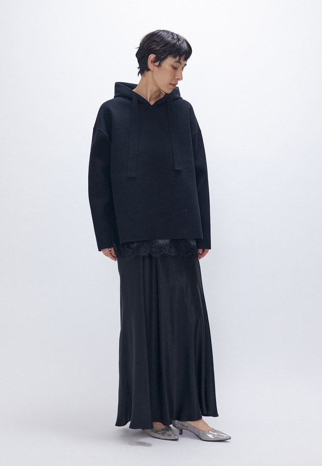 ウールコットンスムースニットフーディー 詳細画像 Black 7