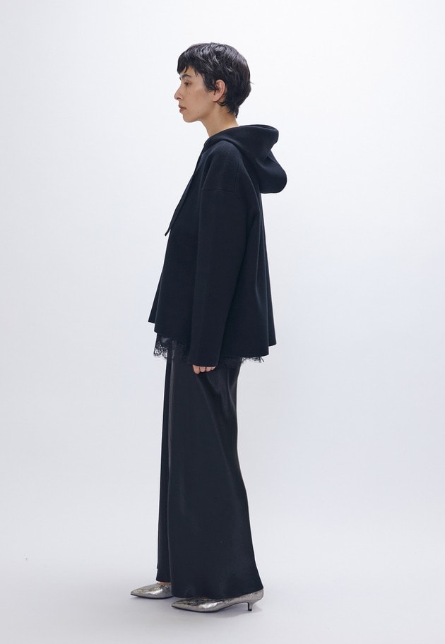 ウールコットンスムースニットフーディー 詳細画像 Black 9