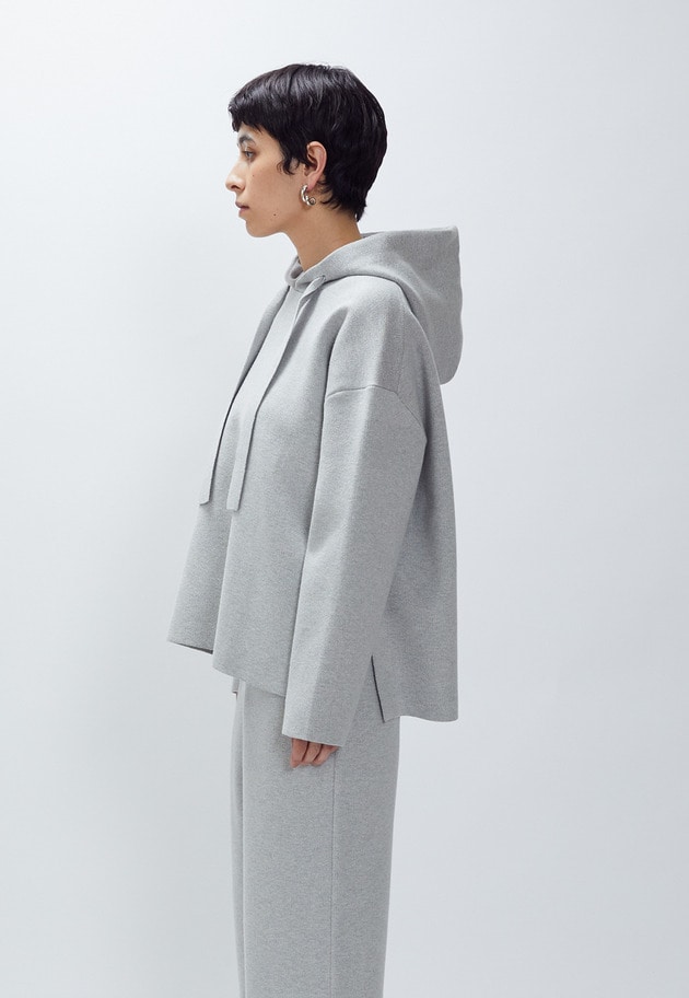 ウールコットンスムースニットフーディー 詳細画像 Light gray 2