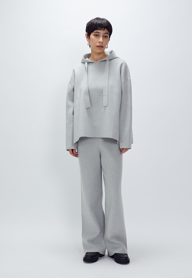 ウールコットンスムースニットフーディー 詳細画像 Light gray 3