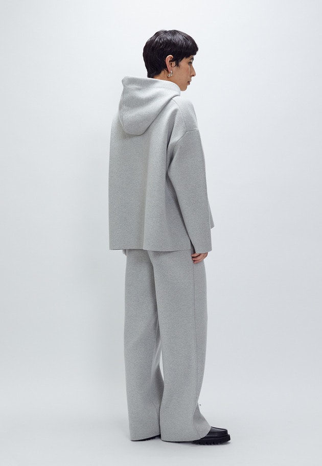 ウールコットンスムースニットフーディー 詳細画像 Light gray 4