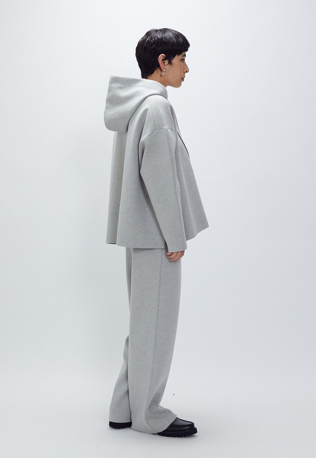 ウールコットンスムースニットフーディー 詳細画像 Light gray 5