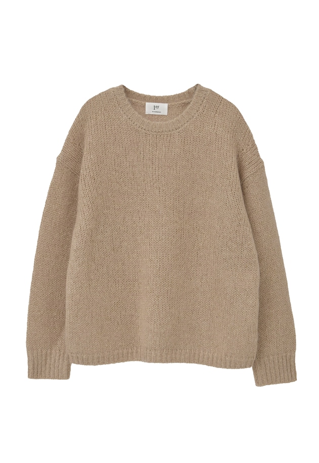 モヘアラメリリヤーンクルーネックニット 詳細画像 Beige 11