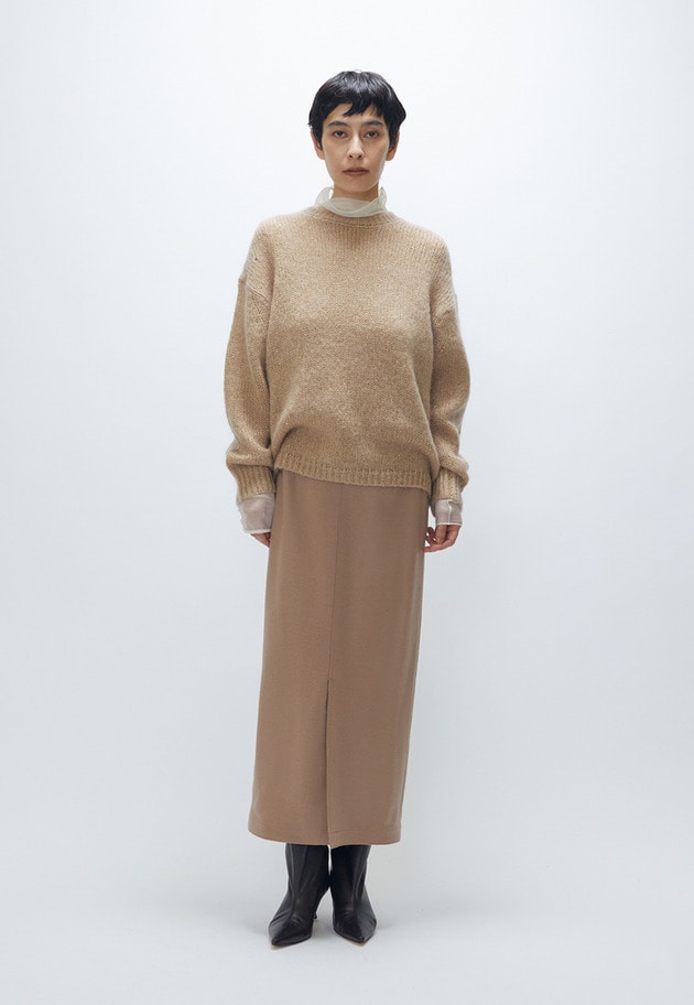 モヘアラメリリヤーンクルーネックニット 詳細画像 Beige 3