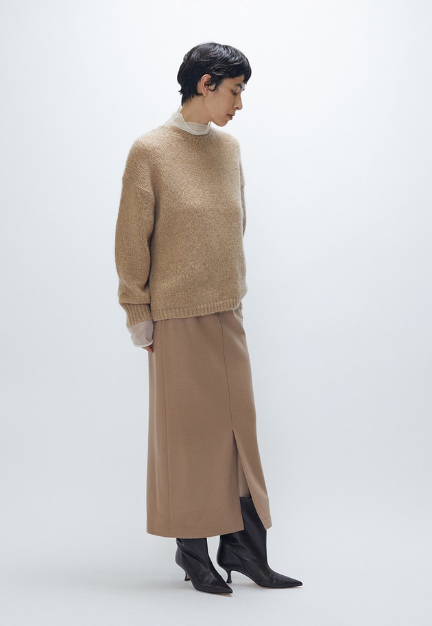 モヘアラメリリヤーンクルーネックニット 詳細画像 Beige 4