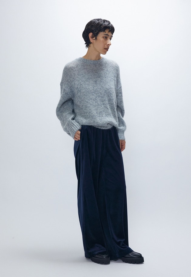 モヘアラメリリヤーンクルーネックニット 詳細画像 Gray 3