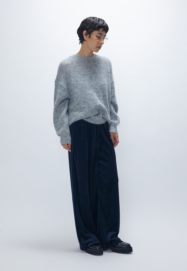 モヘアラメリリヤーンクルーネックニット 詳細画像 Gray 4